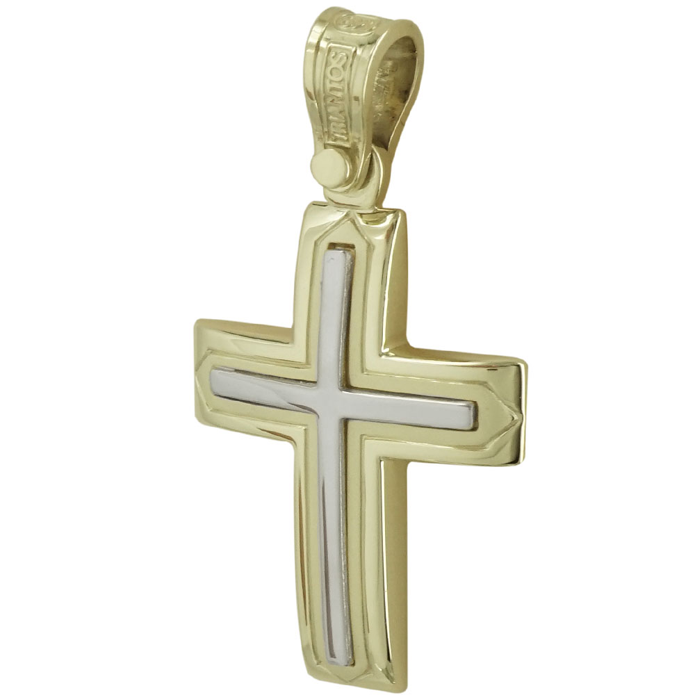 Σταυρός Βάπτισης Κ14 Δίχρωμος Χρυσός Ανδρικός ΤΡΙΑΝΤΟΣ ST2000