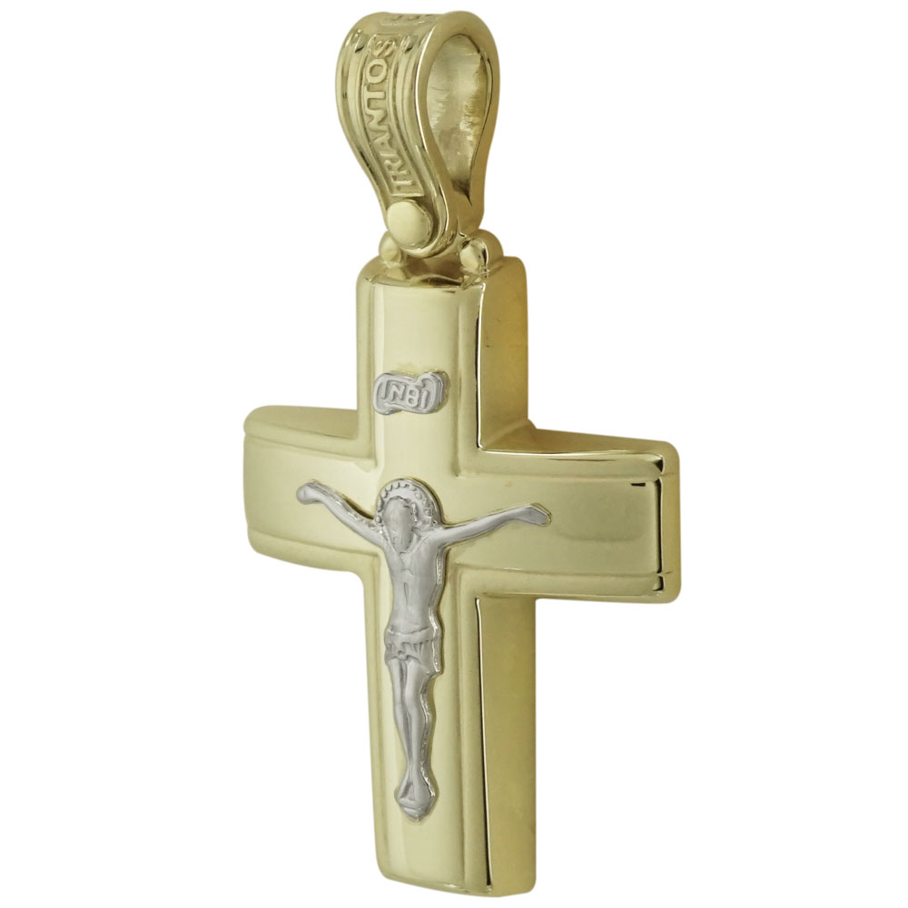 Σταυρός Βάπτισης Κ14 Δίχρωμος Χρυσός Ανδρικός ΤΡΙΑΝΤΟΣ ST2003