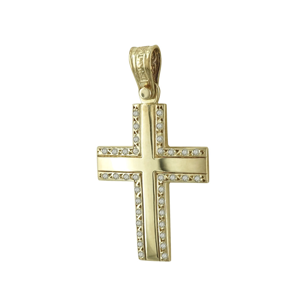 Σταυρός Βάπτισης 14Κ Κίτρινος Χρυσός Γυναικείος ΤΡΙΑΝΤΟΣ ST1459