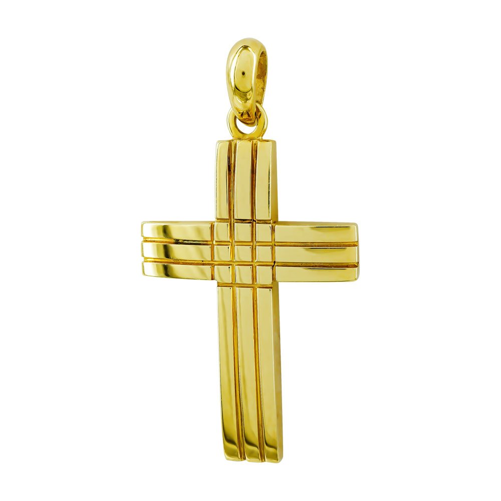 Σταυρός Βάπτισης 18 Καρατίων Κίτρινος Χρυσός Ανδρικός ST608