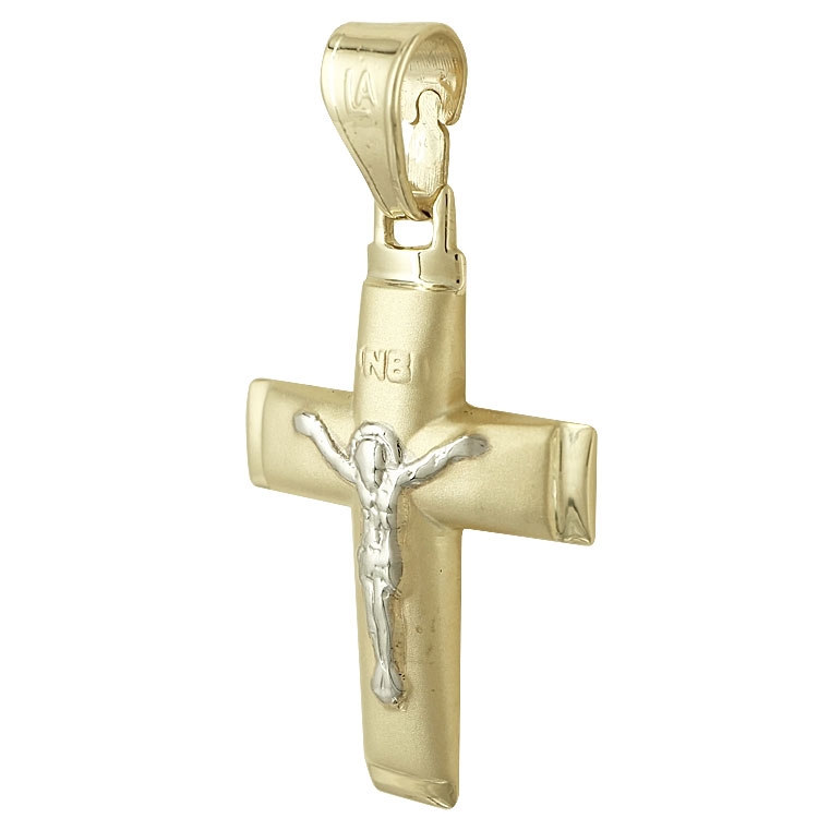 Σταυρός Βάπτισης Κ14 Δίχρωμος Χρυσός Ανδρικός ST2119