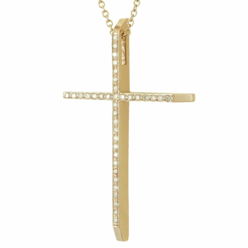 Σταυρός Βάπτισης Κ18 Ροζ Χρυσός Γυναικείος με Διαμάντια Brilliant ST2316