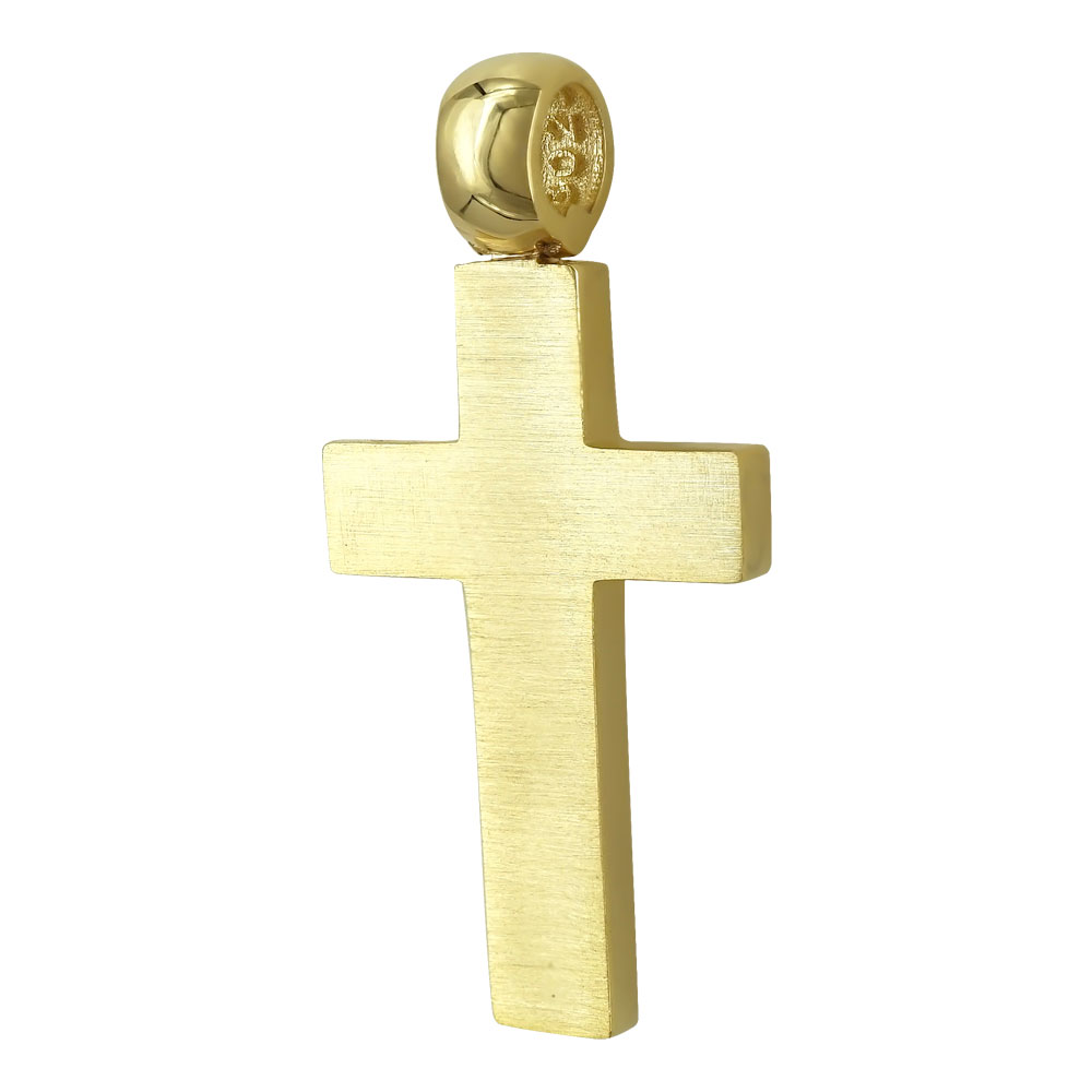Σταυρός Βάπτισης Ανδρικός Διπλής Όψεως Σε Κίτρινο Χρυσό 14 Καρατίων ST2413