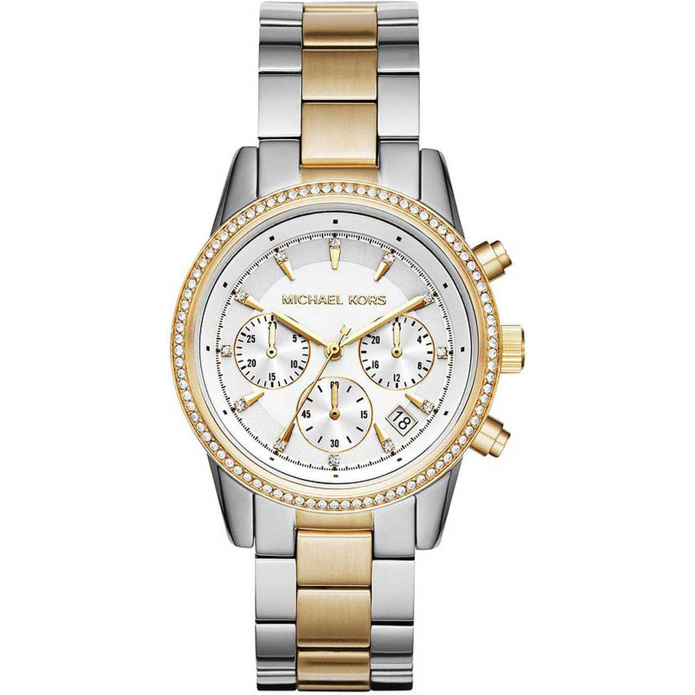 MICHAEL KORS Ritz Crystals Two Tone Stainless Steel Chronograph MK6474