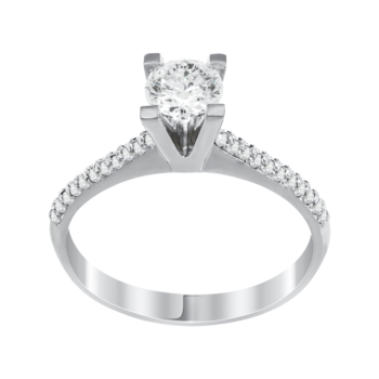 Μονόπετρο Δαχτυλίδι Με Διαμάντια Brilliant Από Λευκόχρυσο Κ18 R22118
