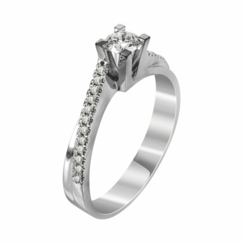 Μονόπετρο Δαχτυλίδι Με Διαμάντια Brilliant Από Λευκόχρυσο Κ18 R22651