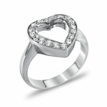 Δαχτυλίδι Καρδιά Από Λευκόχρυσο Κ14 DX731