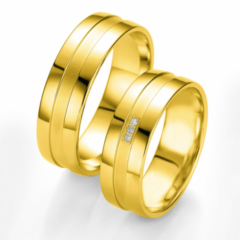 Κίτρινη Χρυσή Βέρα Γάμου Breuning με ή χωρίς Πέτρες WR308