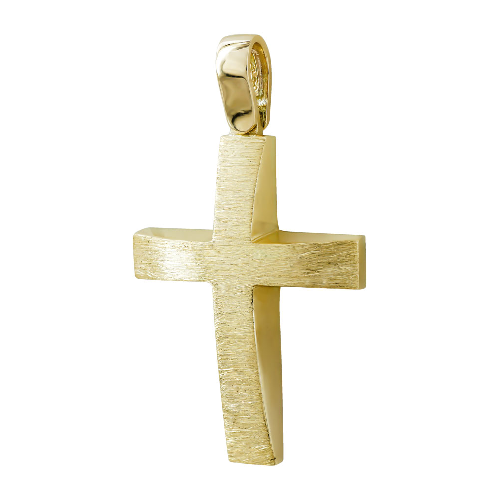 Σταυρός Βάπτισης Αντρικός Σε Κίτρινο Χρυσό 14 Καρατίων ST00002