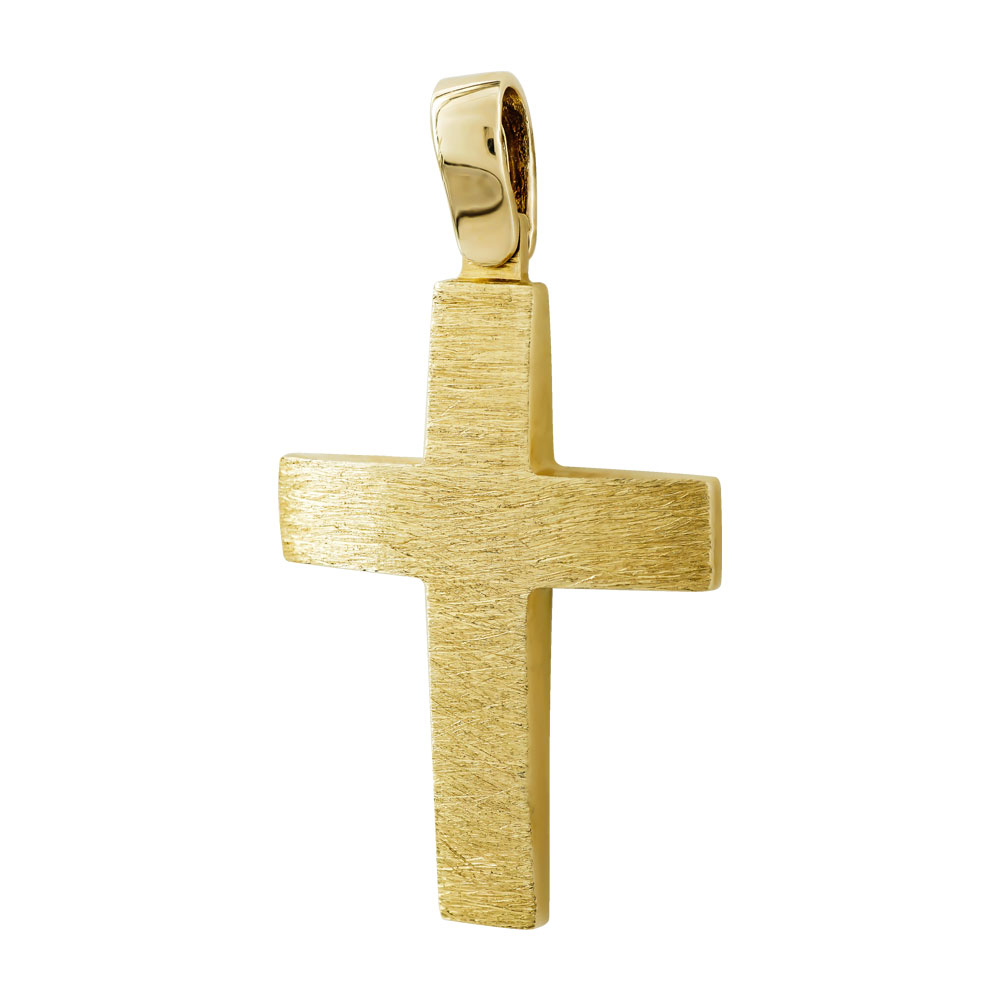 Σταυρός Βάπτισης Αντρικός Σε Κίτρινο Χρυσό 14 Καρατίων ST64751