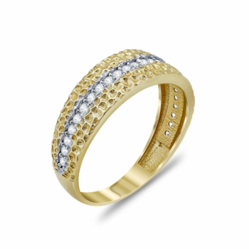 Δαχτυλίδι Με Πέτρες Από Δίχρωμο Χρυσό Κ14 DX94134