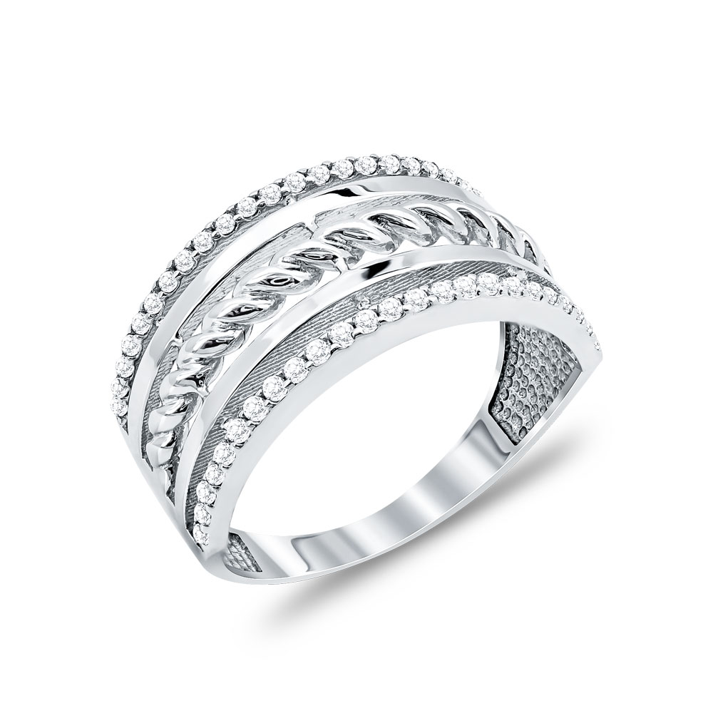 Δαχτυλίδι Φαρδύ Από Λευκόχρυσο Κ14 DX48083