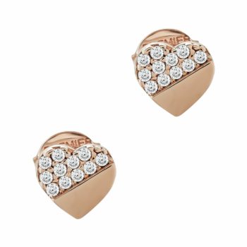 Σκουλαρίκια Καρδούλα Με Πέτρες Από Ροζ Χρυσό Κ14 SK05070