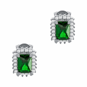 Σκουλαρίκια Με Πράσινες Πέτρες Από Λευκόχρυσο Κ14 SK00328