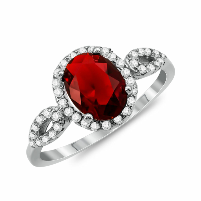 Δαχτυλίδι Μονόπετρο Mε Κόκκινη Πέτρα Από Ασήμι DX831