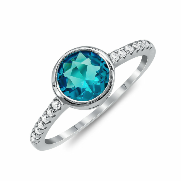 Δαχτυλίδι Μονόπετρο Mε Μπλε Πέτρα Από Ασήμι DX825