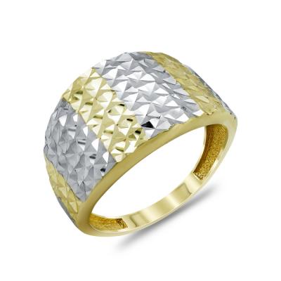 Δαχτυλίδι Φαρδύ Από Δίχρωμο Χρυσό Κ14 DX04645