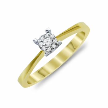 Mονόπετρο Δαχτυλίδι Με Διαμάντια Brilliant Aπό Δίχρωμο Χρυσό Κ18 R22105