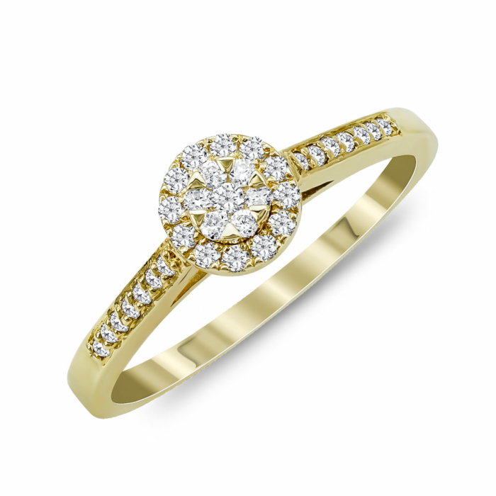 Mονόπετρο Δαχτυλίδι Με Διαμάντια Brilliant Aπό Κίτρινο Χρυσό Κ18 R24780