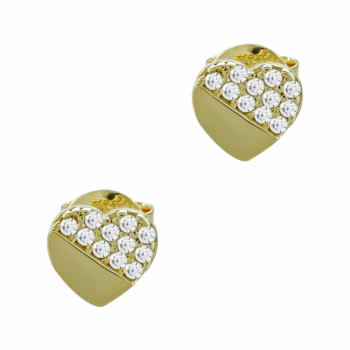 Σκουλαρίκια Καρδούλες Με Πέτρες Από Κίτρινο Χρυσό Κ14 SK05068