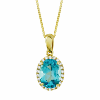 Μενταγιόν Με Blue Topaz και Διαμάντια Βrilliant Από Κίτρινο Χρυσό Κ18 P7397