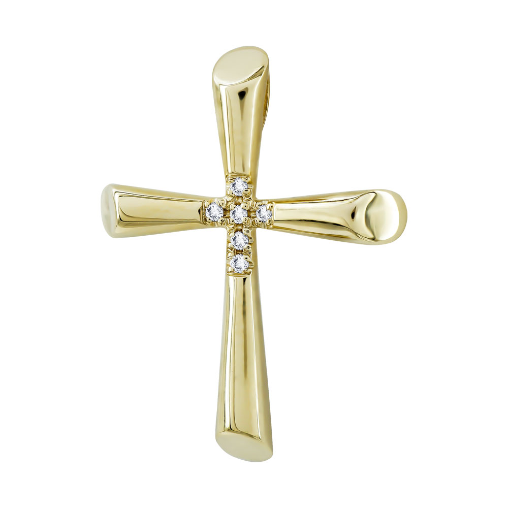 Σταυρός Βάπτισης Γυναικείος Σε Κίτρινο Χρυσό 18 Καρατίων Με Διαμάντια Brilliant ST2595