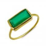 Δαχτυλίδι Mε Πράσινο Χαλκηδόνιο Από Επιχρυσωμένο Ασήμι DX857