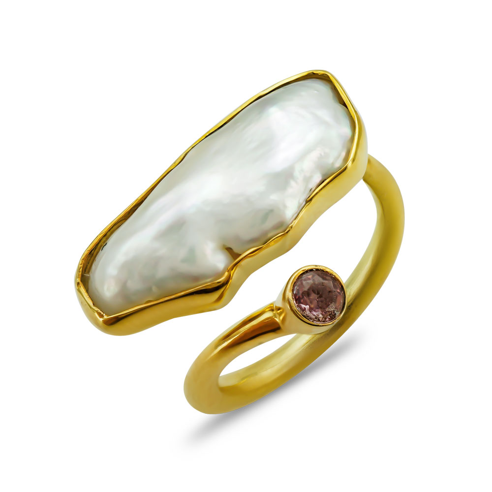 Δαχτυλίδι Mε Φυσικό Μαργαριτάρι από Επιχρυσωμένο Ασήμι DX847