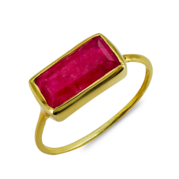 Δαχτυλίδι Mε Ρουμπίνι Από Επιχρυσωμένο Ασήμι DX856