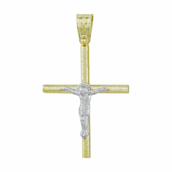 Σταυρός Βάπτισης Ανδρικός Σε Δίχρωμο Χρυσό Κ14 ST2692