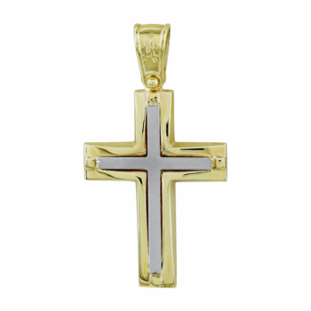 Σταυρός Βάπτισης Ανδρικός Σε Δίχρωμο Χρυσό Κ14 ST2711