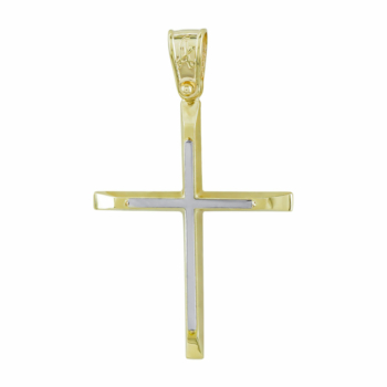 Σταυρός Βάπτισης Ανδρικός Σε Δίχρωμο Χρυσό Κ14 ST2705