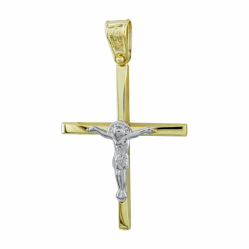 Σταυρός Βάπτισης Ανδρικός Σε Δίχρωμο Χρυσό Κ14 ST2704