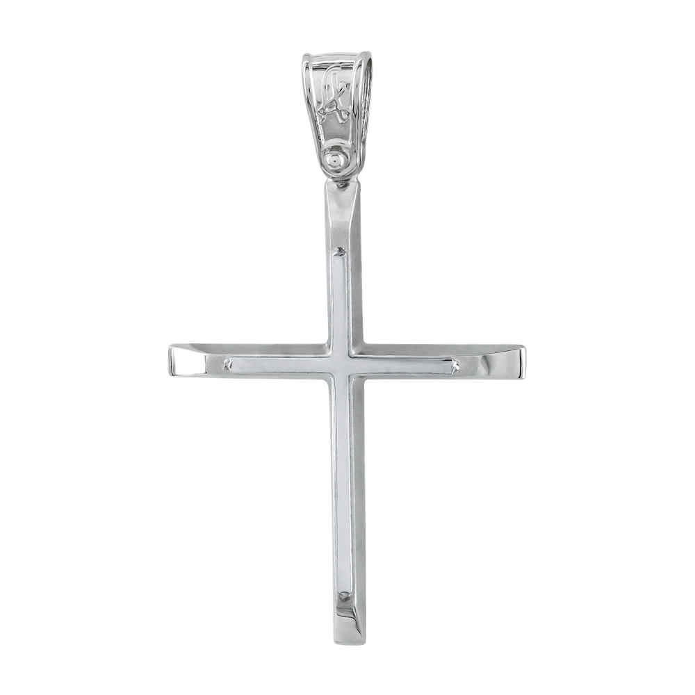Σταυρός Βάπτισης Ανδρικός Σε Λευκό Χρυσό Κ14 ST2699