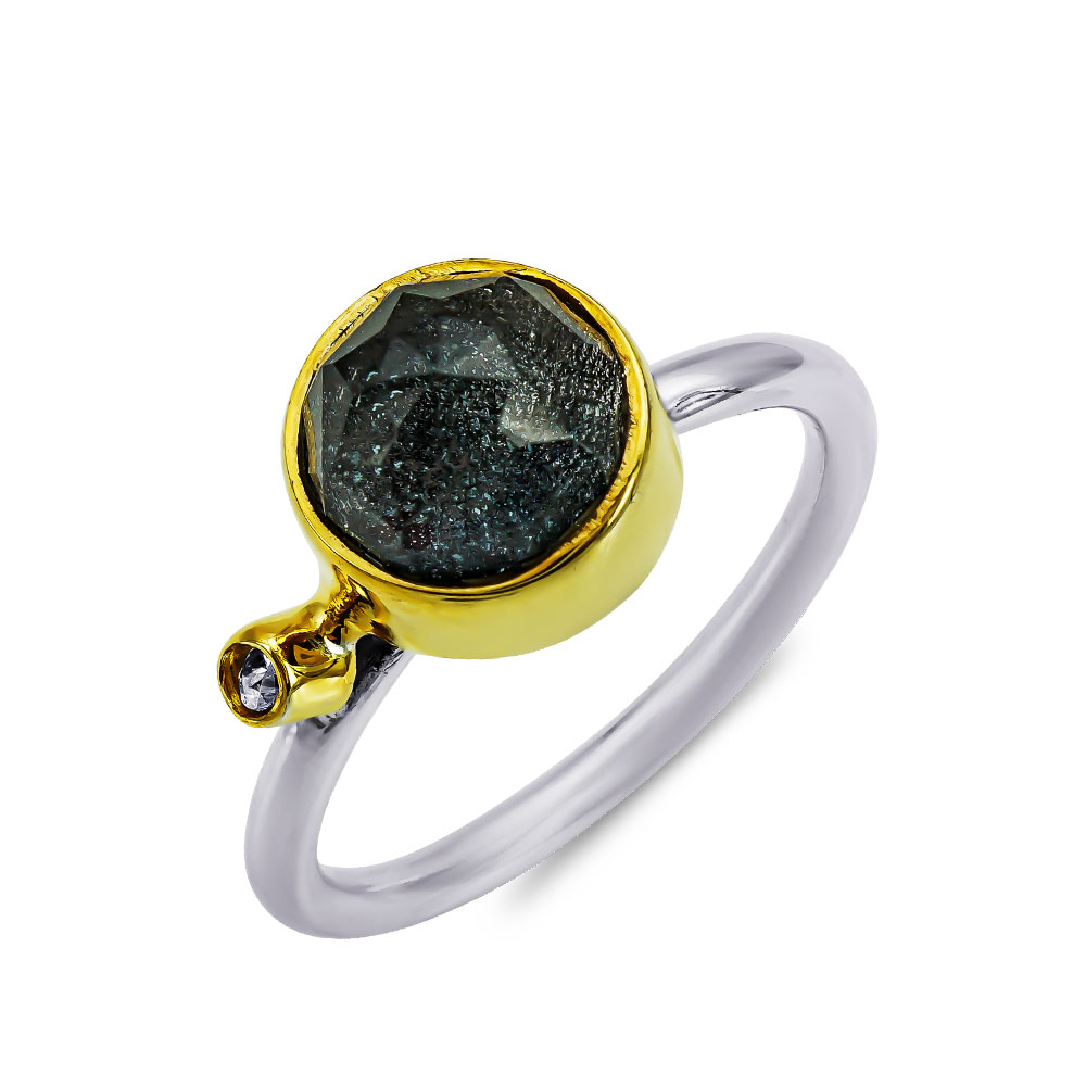 Δαχτυλίδι με Απατίτη Από Δίχρωμο Ασήμι DX916