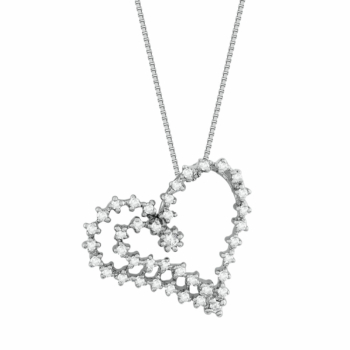 Koλιέ Καρδιά Με Διαμάντια Brilliant από Λευκό Χρυσό K18 KL35110