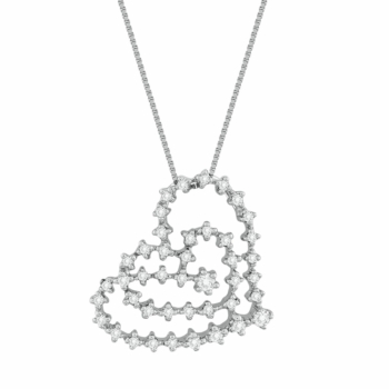 Koλιέ Καρδιά Με Διαμάντια Brilliant από Λευκό Χρυσό K18 KL35066