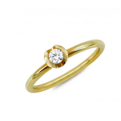 Μονόπετρο Δαχτυλίδι Breuning Με Διαμάντια Brilliant από Kίτρινο Χρυσό K18 DDX4787