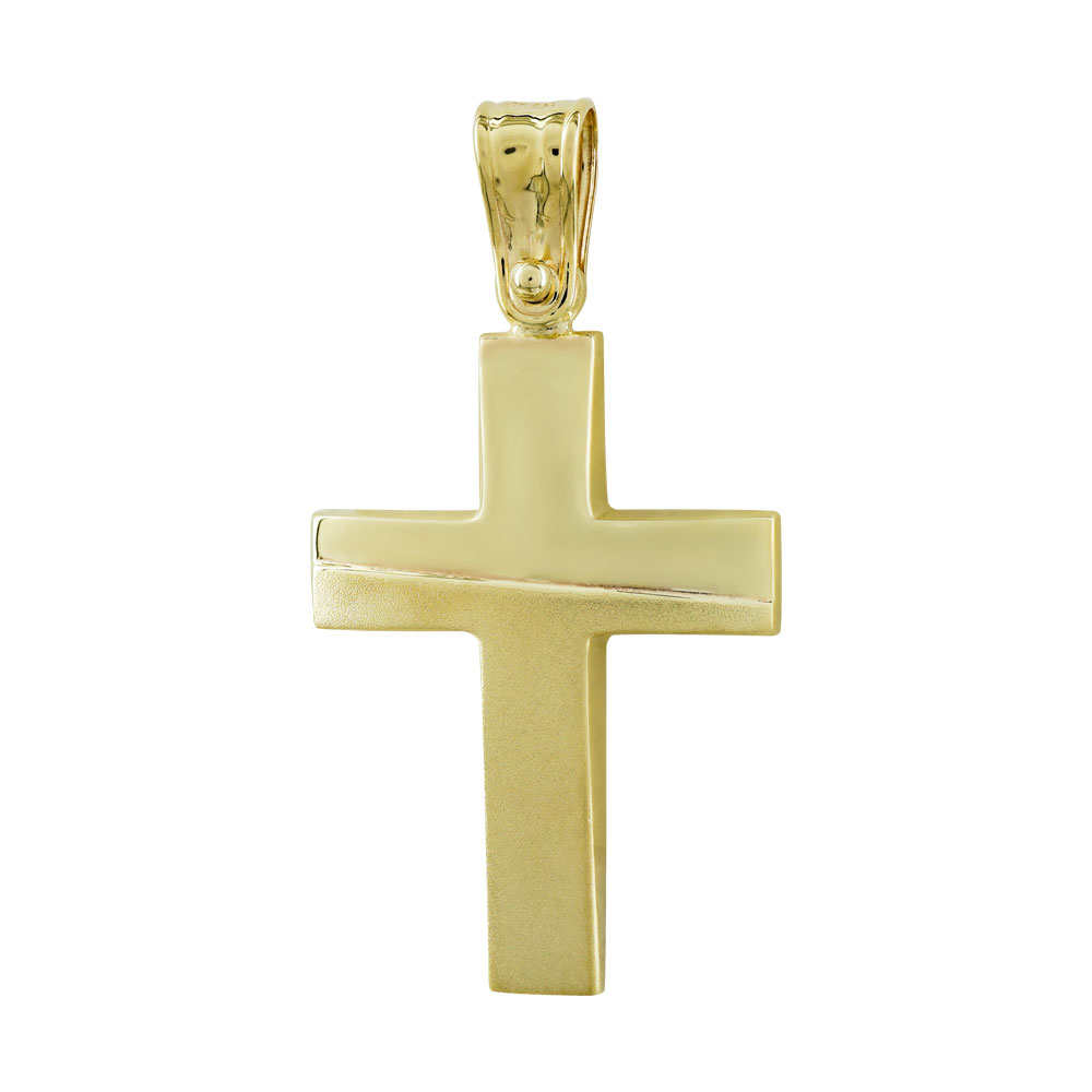 Σταυρός Βάπτισης Ανδρικός Σε Κίτρινο Χρυσό 9 Καρατίων ST2792