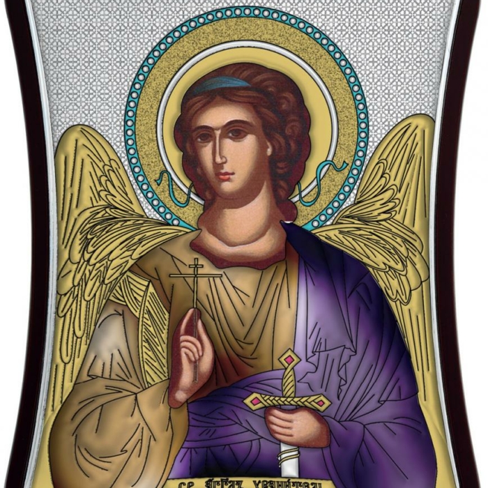 Ασημένια έγχρωμη εικόνα Φύλακας Άγγελος MA-E1426-XC