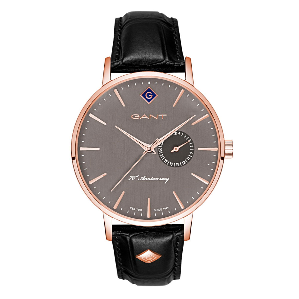 GANT Park Hill III 70th Anniversary Rose Gold Black Leather Strap G105011