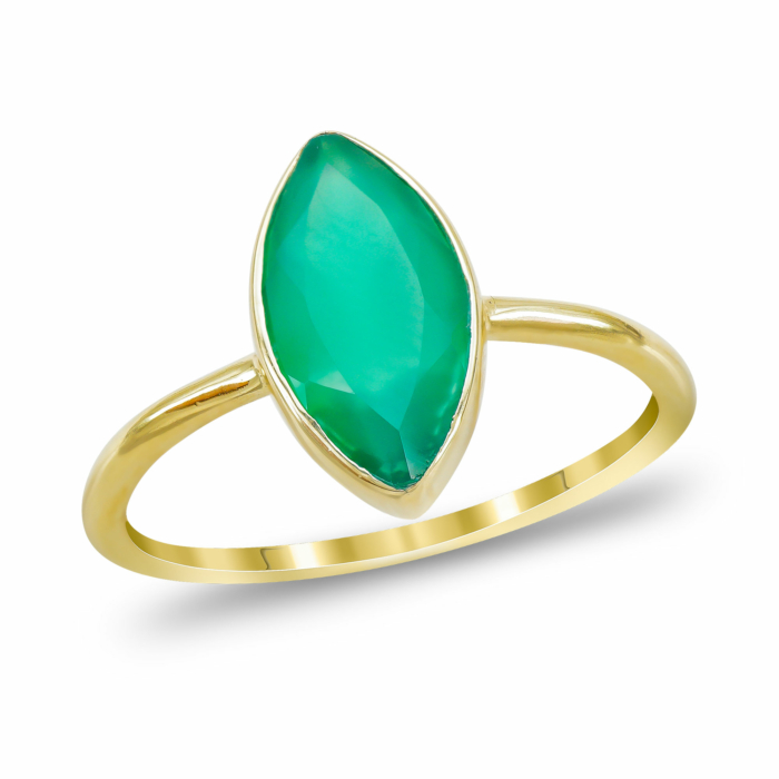 Δαχτυλίδι με Πράσινη Πέτρα απο Επιχρυσωμένο Ασήμι DX1182