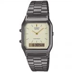 CASIO Vintage Edgy Dual Time Chronograph Grey Stainless Steel Bracelet AQ-230EGG-9AEF