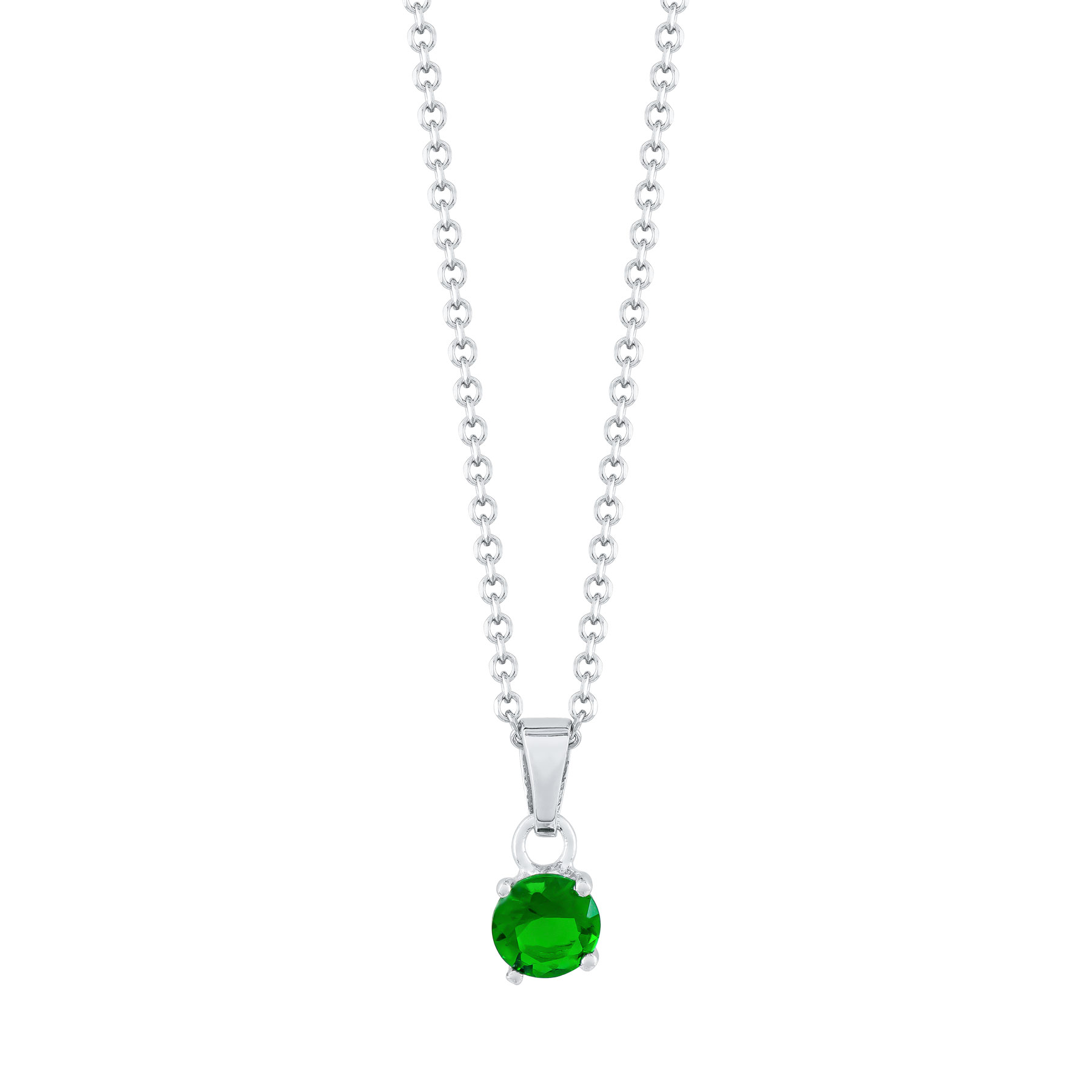 Κολιέ Μονόπετρο με Πράσινη Πέτρα από Ασήμι KL1193 250623