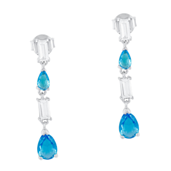 Σκουλαρίκια Κρεμαστά με Γαλάζιες Πέτρες από Ασήμι SK1487