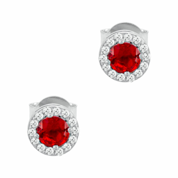Σκουλαρίκια με Kόκκινες Πέτρες από Ασήμι SK1492