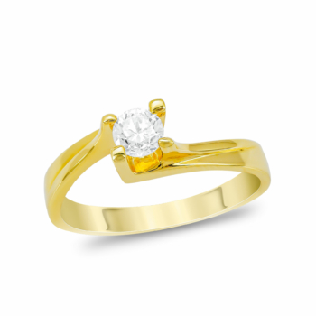 Μονόπετρο Δαχτυλίδι Με Διαμάντι Brilliant από Κίτρινο Χρυσό 18 Kαρατίων D108849