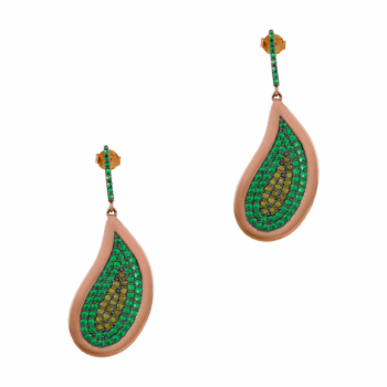Σκουλαρίκια με Πράσινες Πέτρες από Ροζ Επιχρυσωμένο Ασήμι SK1519