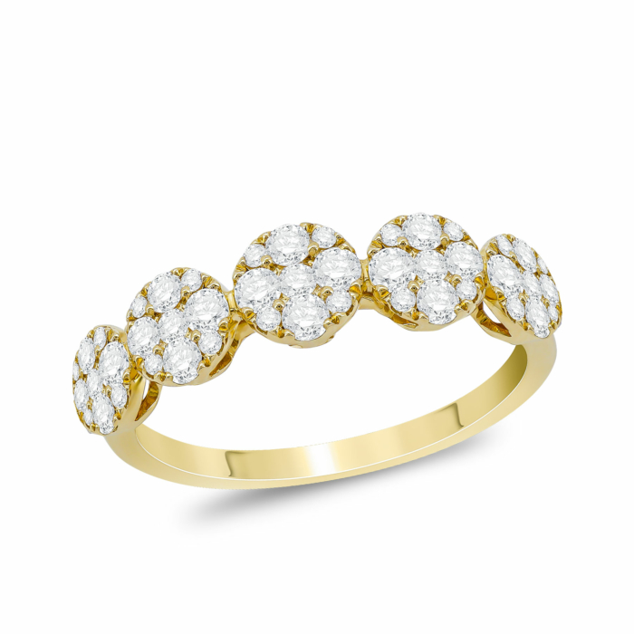 Μισόβερο Δαχτυλίδι Με Διαμάντια Brilliant από Κίτρινο Χρυσό 18 Kαρατίων D103785