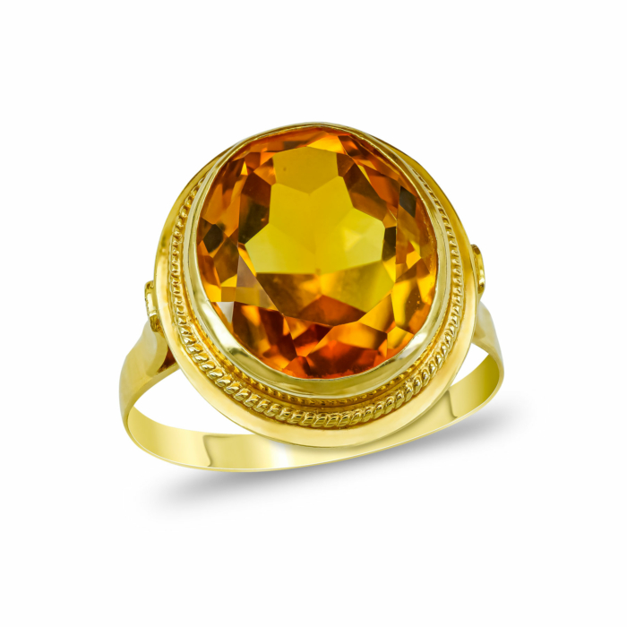 Χειροποίητο Δαχτυλίδι με Citrin απο Κίτρινο Χρυσό 18 Καρατίων DX1241